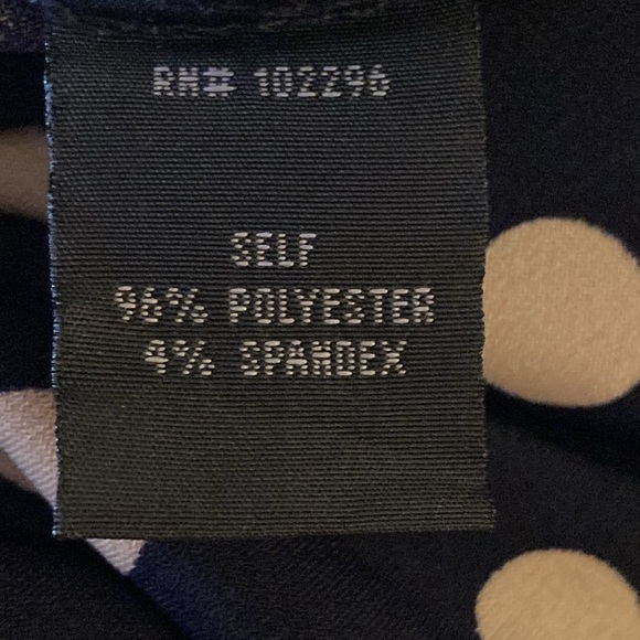 NWOT - Connected Apparel Navy & Cream Polka Dot Faux Wrap Dress - Size 12 - Picture 7 of 15